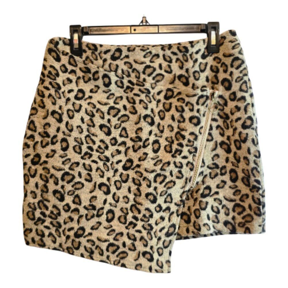 HAYDEN LOS ANGELES LEOPARD MINI SKIRT SIZE LARGE SIDE ZIP NWT BOHO FUN